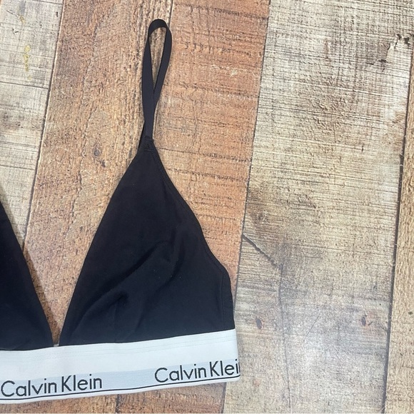 CALVIN KLEIN Small Cotton Logo Triangle Bra Bralette Casual Solid - Picture 6 of 6